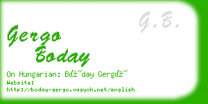 gergo boday business card